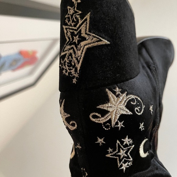 ASH Eros Black Velvet Star Over the Knee Boots - Picture 15 of 16